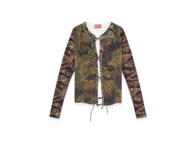 Diesel T-Afry Tie Cardigan With Mixed Camo Prints "Military Green"