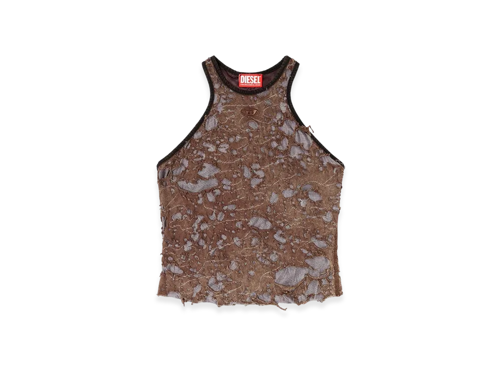 Diesel T-Ilm Tank Top In Destroyed Jersey "Brown"