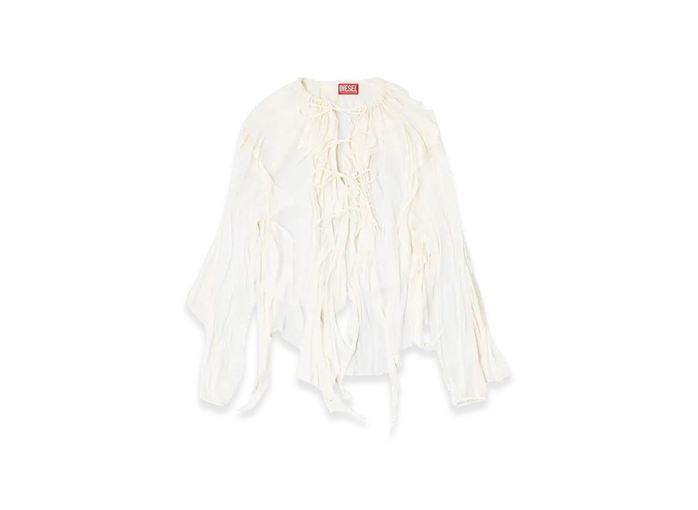 Diesel C-Lassy Flounce Blouse In Crinkled Muslin "White"