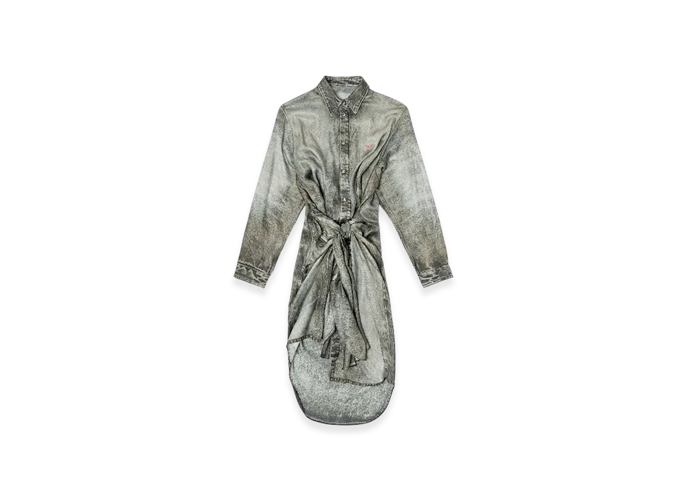 Diesel D-Iletta Wrap Dress In Denim-Look Viscose "Dark Gray"