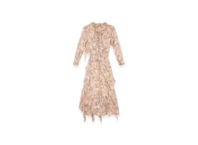 Diesel D-Azzling-R1 Ruffled Maxi Dress In Camo Chiffon "Face Powder"