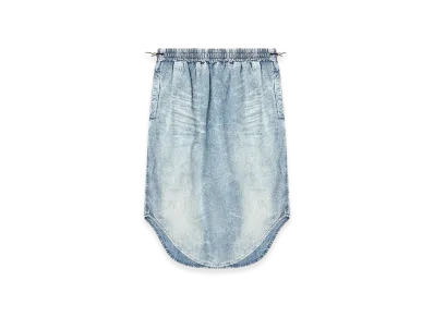 Diesel De-Ashley-S Midi Skirt In Marbled Denim "Light Blue"