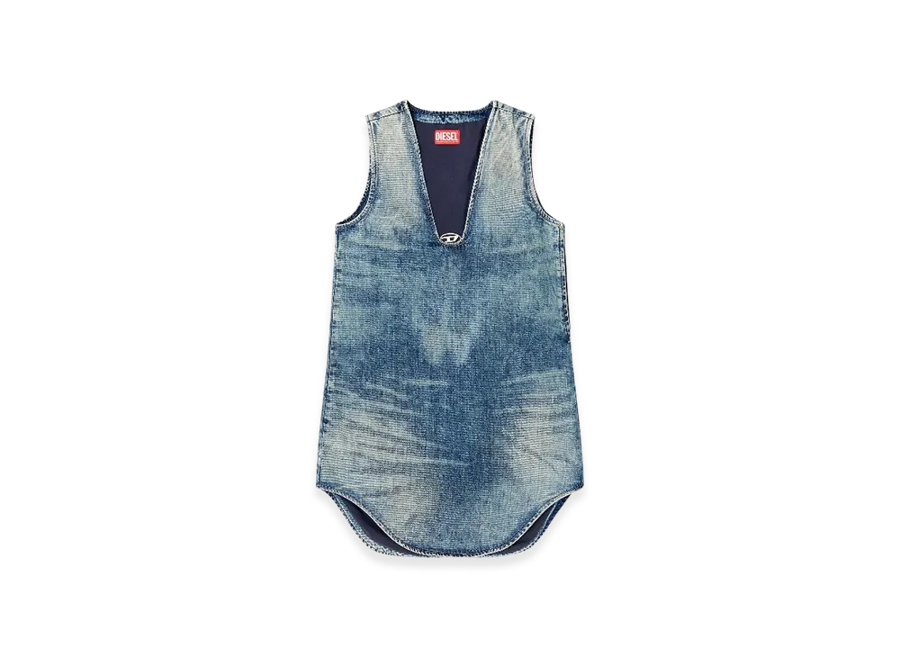 Diesel De-Laris-Dress-S Short Dress In Marbled Denim "Medium Blue"