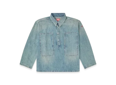 Diesel De-Priss Henley Top In Utility-Style Denim "Light Blue"