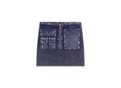 Diesel M-Meryn-Short Ribbed Mini Skirt With Denim Treatment "Dark Blue"