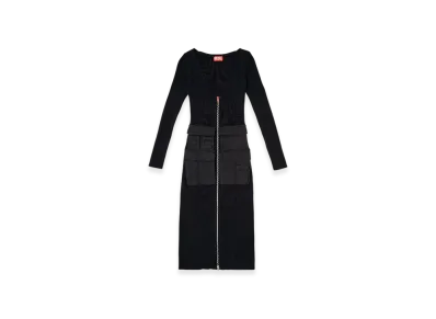 Diesel M-Melti-LS Ribbed Midi Dress With Cargo Pockets "Black"