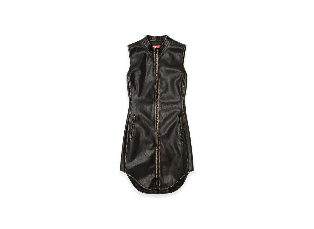 Diesel D-Eneas Dress In Treated Technical Fabric "Black Brown"