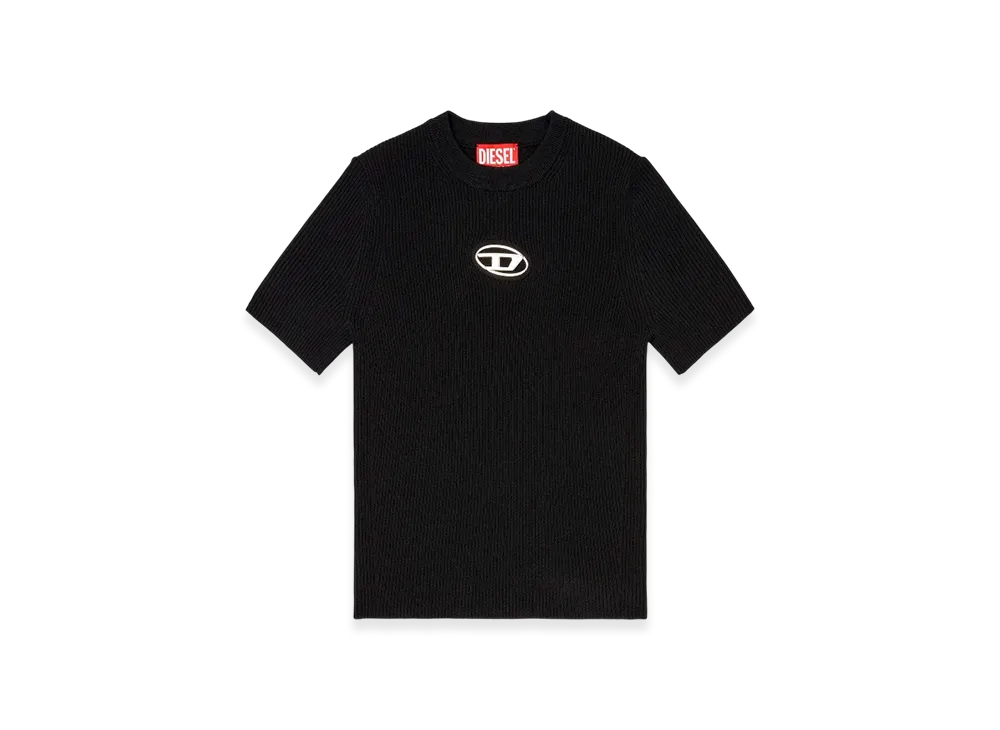 Diesel M-Valari-SS Short-Sleeve Jumper With Metal Oval D "Black"