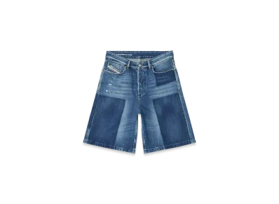 Diesel De-Sire-Short Shorts In Contrast-Effect Denim "Medium Blue"