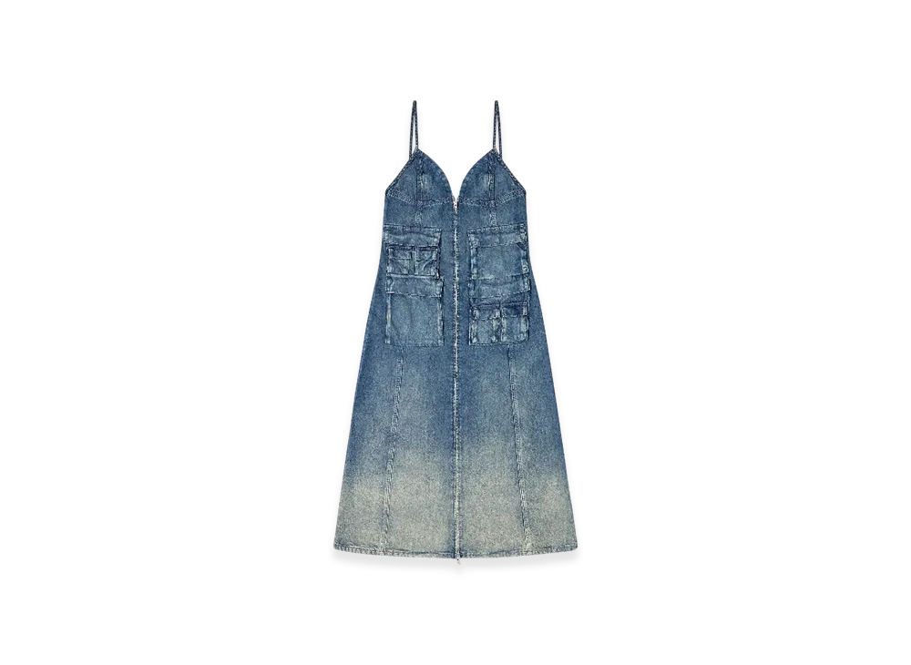 Diesel De-Melvi-S Dress In Fluid Laser-Worn Denim "Medium Blue"