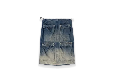 Diesel De-Megi-S Midi Skirt In Gradient Fluid Denim "Dark Blue"