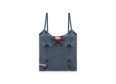 Diesel T-Ony Strappy Top In Denim-Look Jersey "Dark Blue"