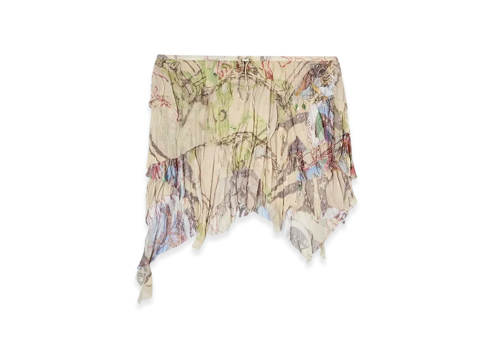 Diesel O-Silla Crinkled Skirt Mixed Medieval Print "Beige"