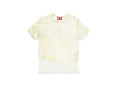 Diesel T-Inlay Nylon T-Shirt With Heraldic Print "Green"