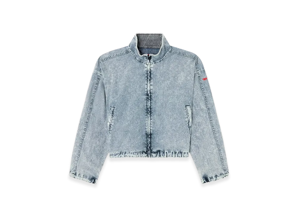 Diesel G-Leam-R1 Cropped Jacket In Recycled Nylon Taslan "Light Blue"