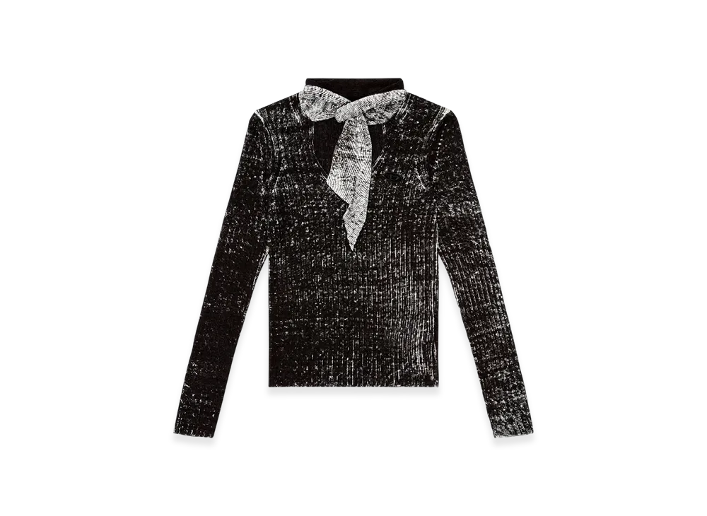 Diesel M-Elan Keyhole Neck-Tie Jumper In Linen "Black"