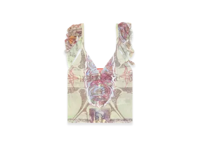 Diesel M-Fiore Ruffle-Shoulder Knit Top With Medieval Print "Beige"