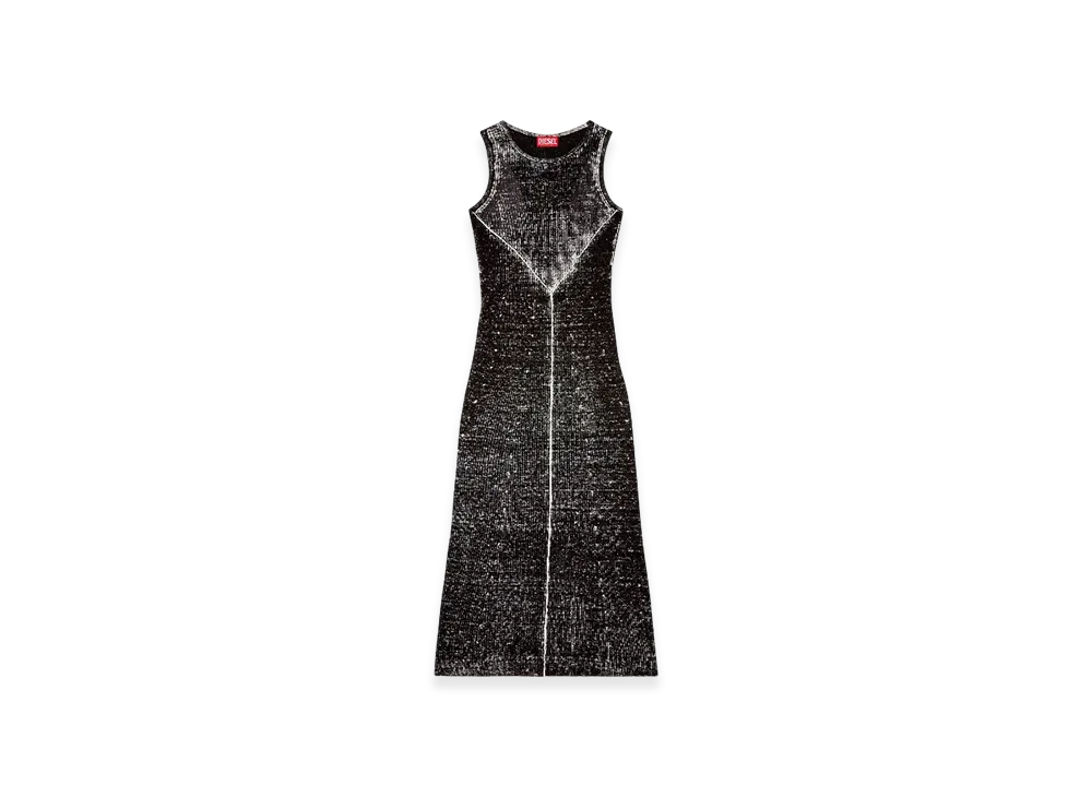 Diesel M-Rab Linen-Knit Dress With Cut-Out Logo "Black"