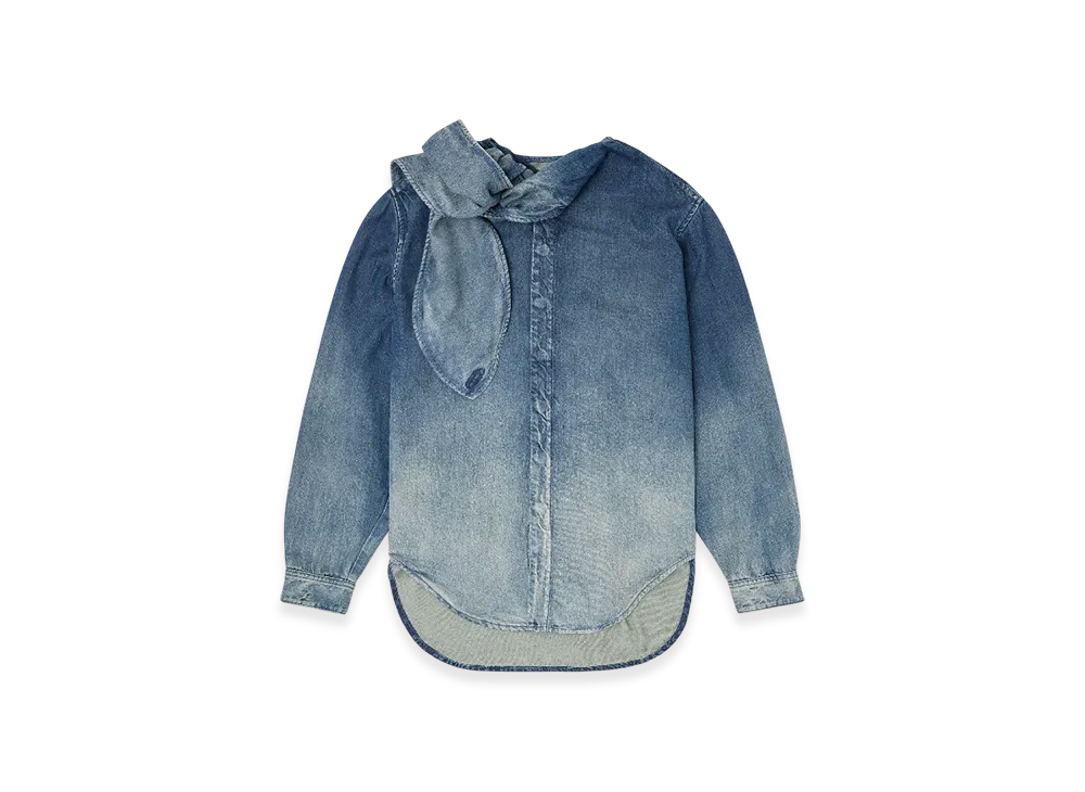 Diesel De-Nancy-S Blouse In Fluid Laser-Worn Denim "Medium Blue"