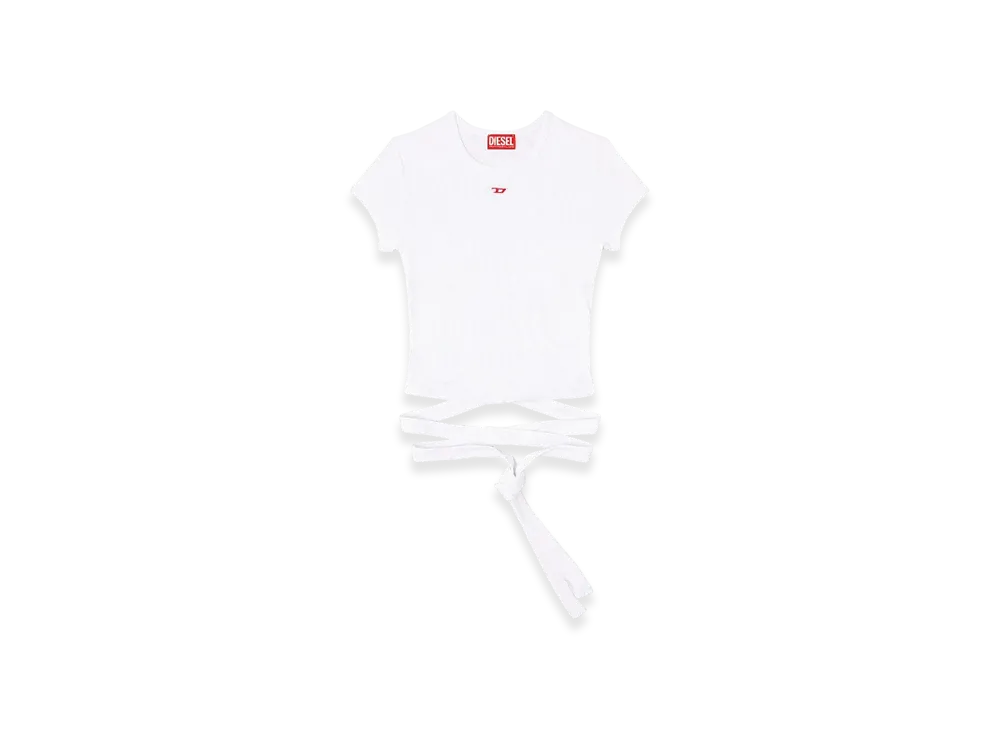 Diesel T-Bunny-Tail T-Shirt With Wrap Ties "White"