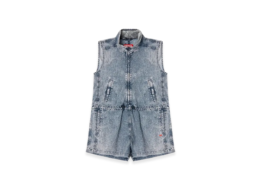 Diesel J-Annet Playsuit In Treated Nylon "Light Blue"