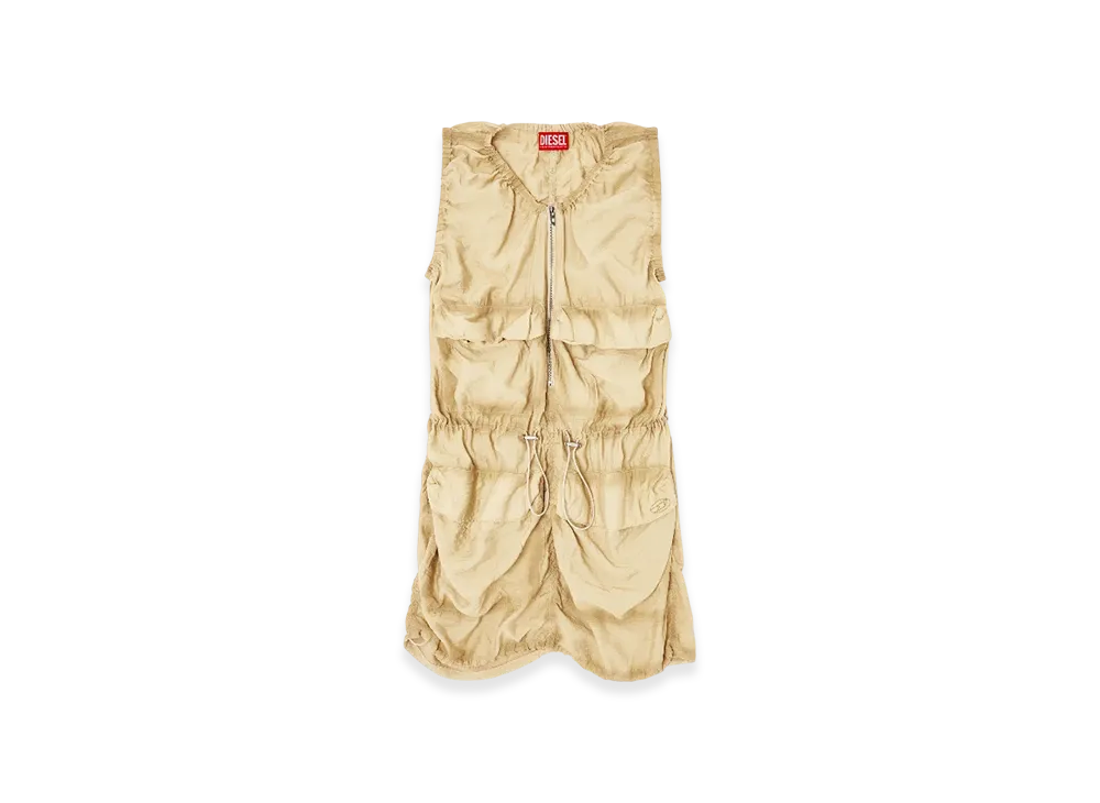 Diesel D-Resden Cargo Dress In Treated Viscose-Nylon "Beige"