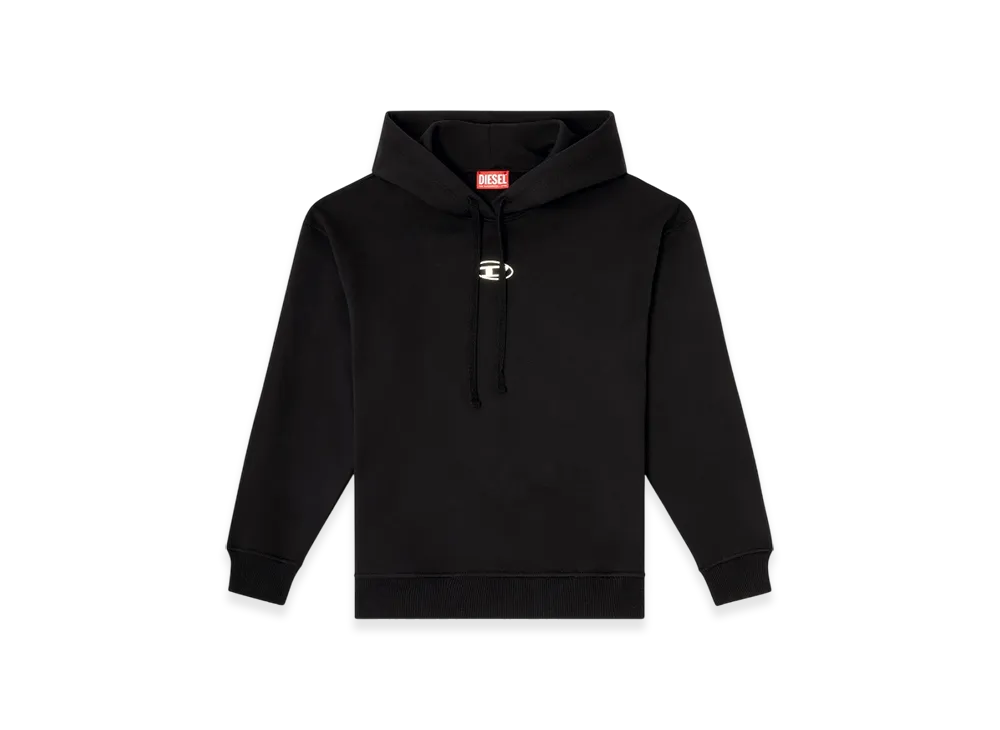 Diesel F-Buxt-Hood-OD Hoodie With Metal-Effect Oval D Logo "Black"