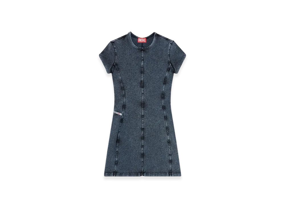 Diesel D-Cupsleeves Mini Dress In Denim-Look Jersey "Dark Blue"
