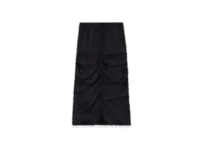 Diesel O-Racle Cargo Midi Skirt In Treated Viscose-Nylon "Black"