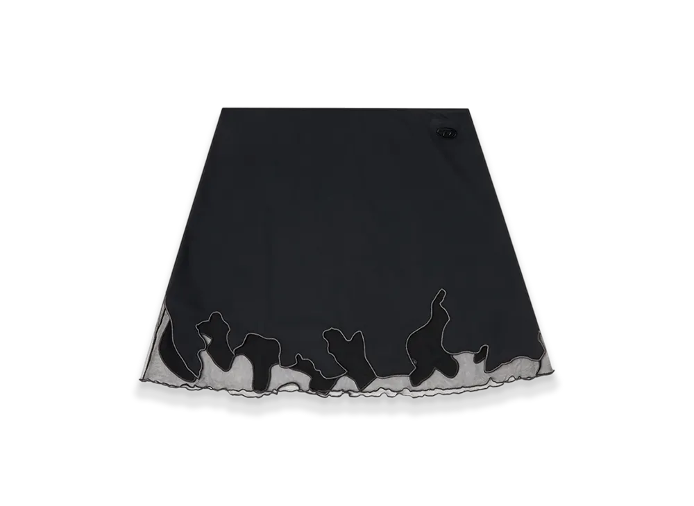 Diesel O-Lane-R1 Nylon Mini Skirt With Tulle Insert "Black"