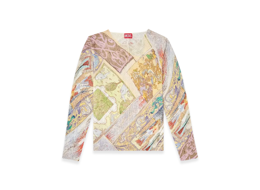 Diesel K-Renton Linen Jumper With Medieval Print "Beige Yellow"