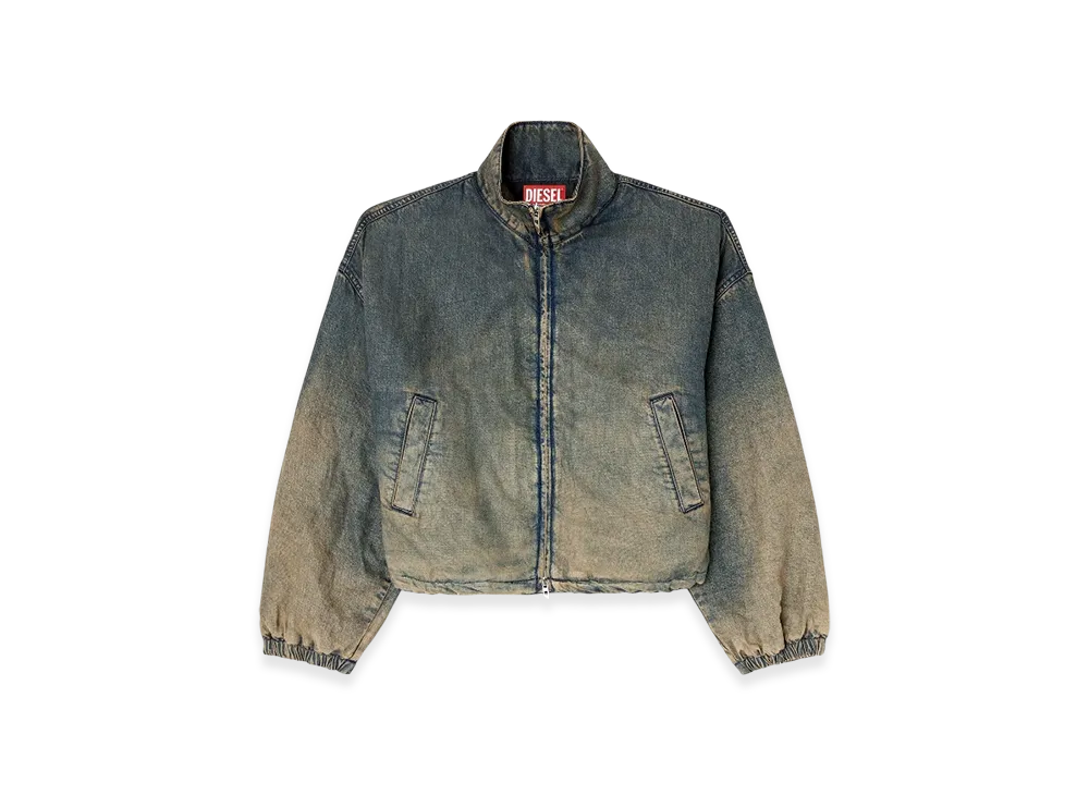 Diesel De-Flower-S Zipped Jacket In Fluid Shaded Denim "Medium Blue"