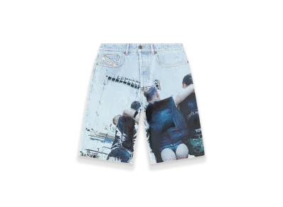 Diesel Pr-D-Rixford-S Denim Shorts With Faded Print "Light Blue"