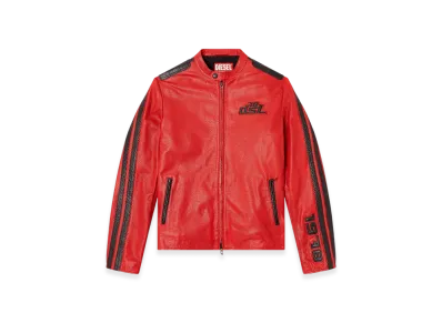 Diesel L-Pop Biker Jacket In Perforated Leather "Red"