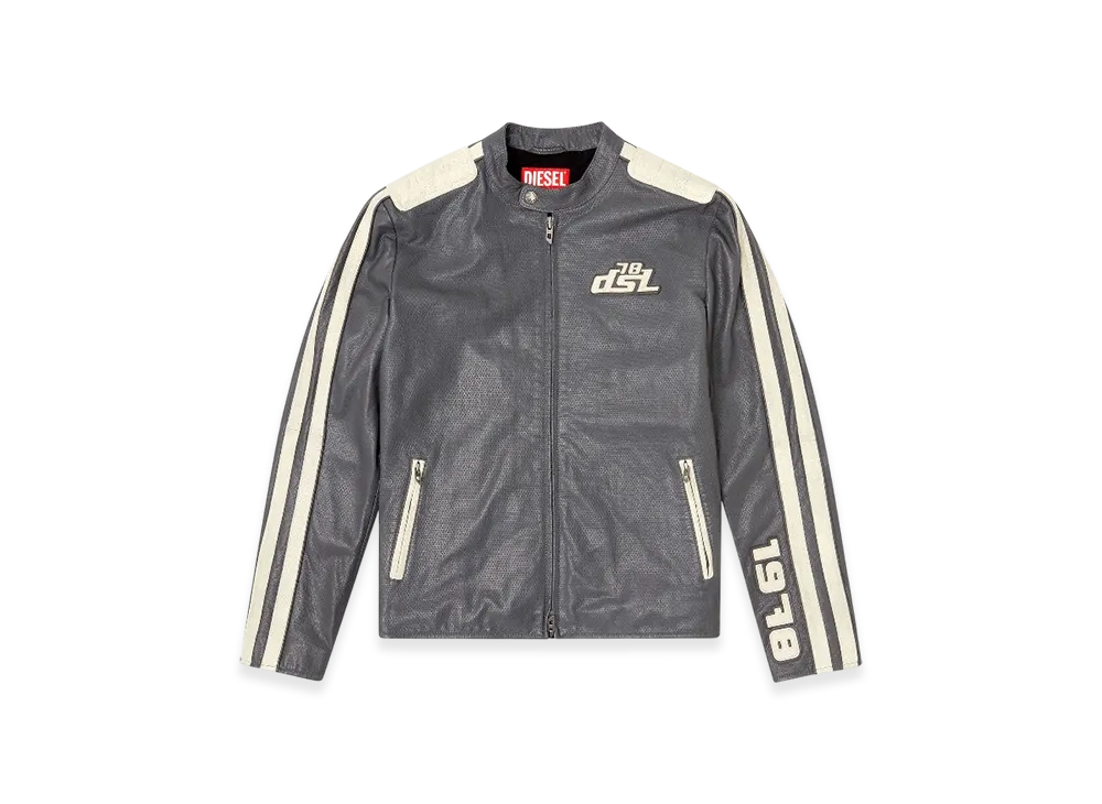 Diesel L-Pop Biker Jacket In Perforated Leather "Gray"