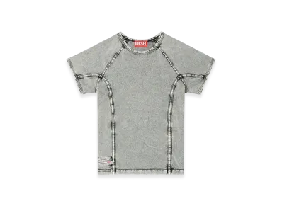 Diesel T-Lynne Denim-Effect Top In Stretch Jersey "Gray"