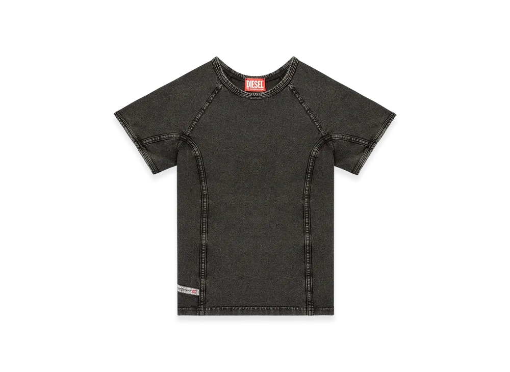 Diesel T-Lynne Denim-Effect Top In Stretch Jersey "Black"