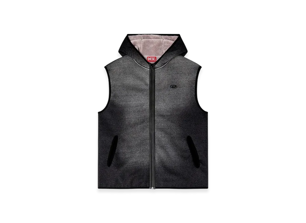 Diesel S-Haky Hooded Vest In Denim-Effect Jacquard "Black"