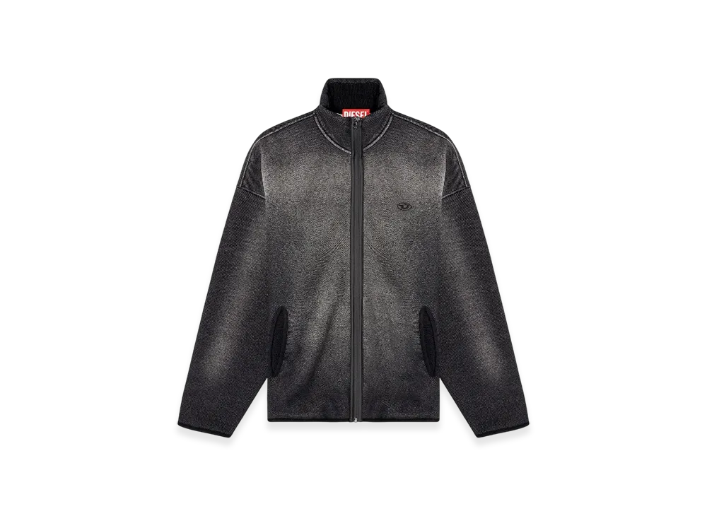 Diesel S-Baty Zip-Up Sweatshirt In Denim-Effect Jacquard "Black"