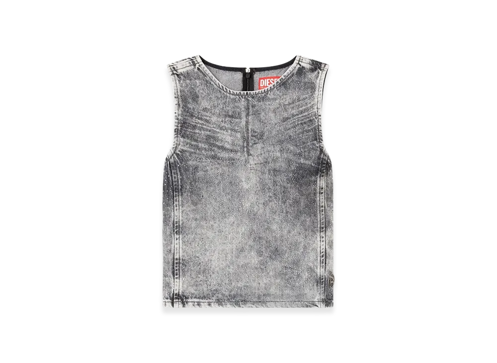Diesel De-Pinar-S Sleeveless Top In Crystal Denim "Dark Gray"