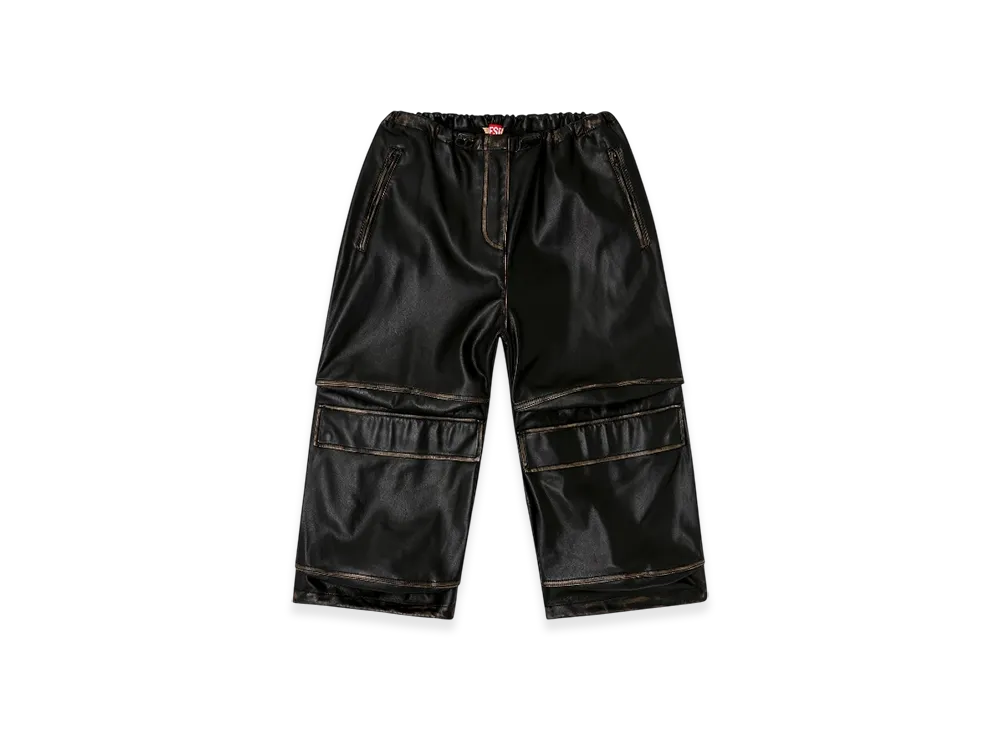 Diesel P-Dayetz-Short-Fem Pleather Cargo Bermuda Pants "Black"