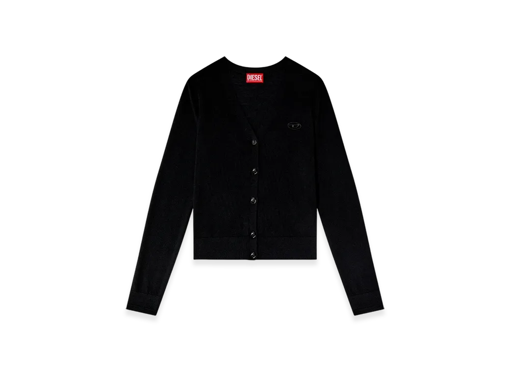 Diesel M-Alima Wool Cardigan With Cut-Out Logo "Black"