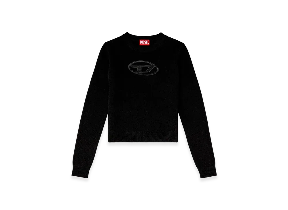 Diesel M-Areesa-Slim Cashmere-Blend Jumper With Cut-Out Logo "Black"