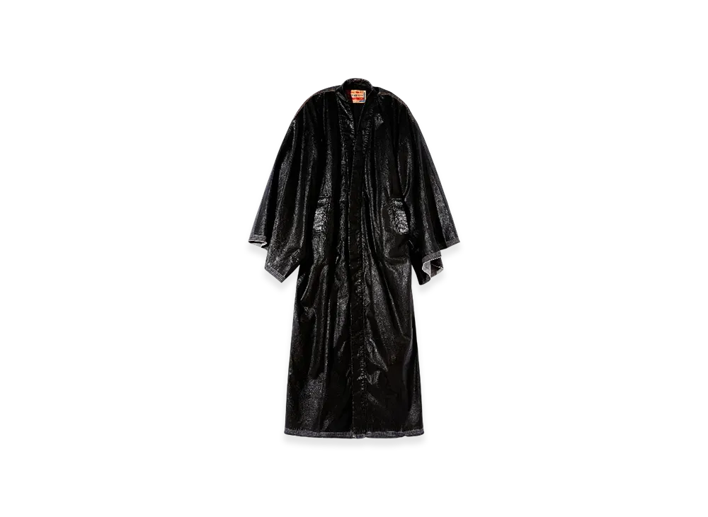 Diesel D-D-Kim Denim Kimono Coat With Coated Front "Black"