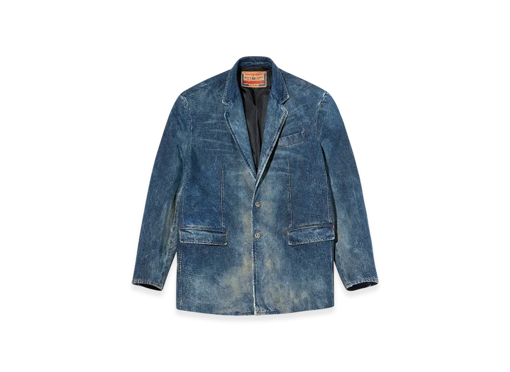 Diesel D-Over-DD Blazer In Hand-Treated Dirty Denim "Dark Blue"