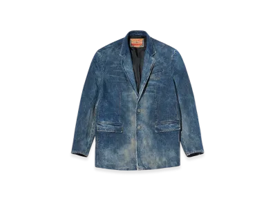 Diesel D-Over-DD Blazer In Hand-Treated Dirty Denim "Dark Blue"