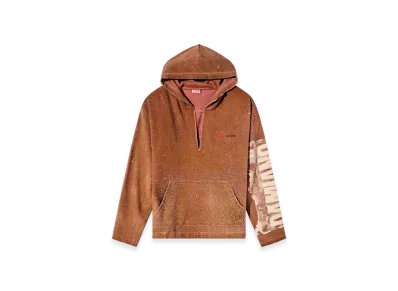 Diesel S-Boxt-Hood-Lux-DD Treated V-Neck Hoodie With Crystals "Brown"