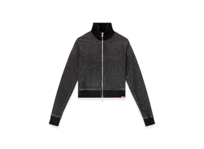 Diesel D-Emmy-S Track Zip-Up Sweatshirt In Dirt-Effect Track Denim "Black"