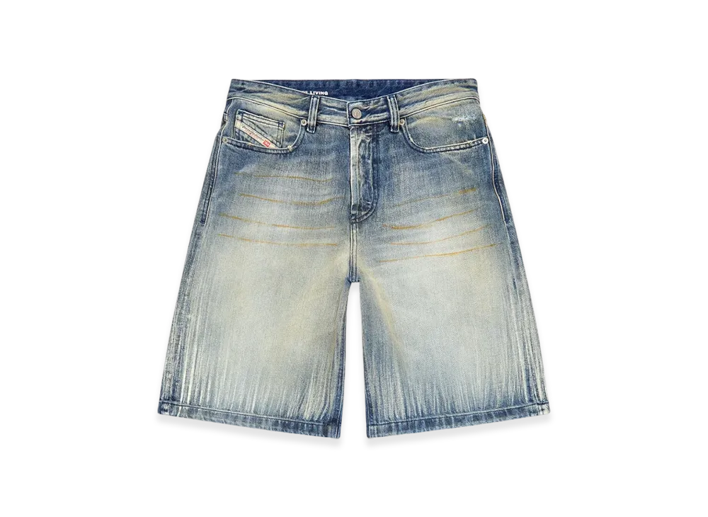 Diesel De-Sire-Short Shorts In Streaky Hand-Finished Denim "Light Blue"