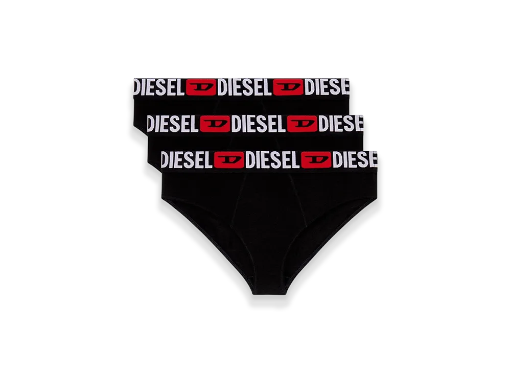 Diesel Ufpn-Blanca-R-Threepack Three-Pack Ribbed High-Waisted Briefs "Black"